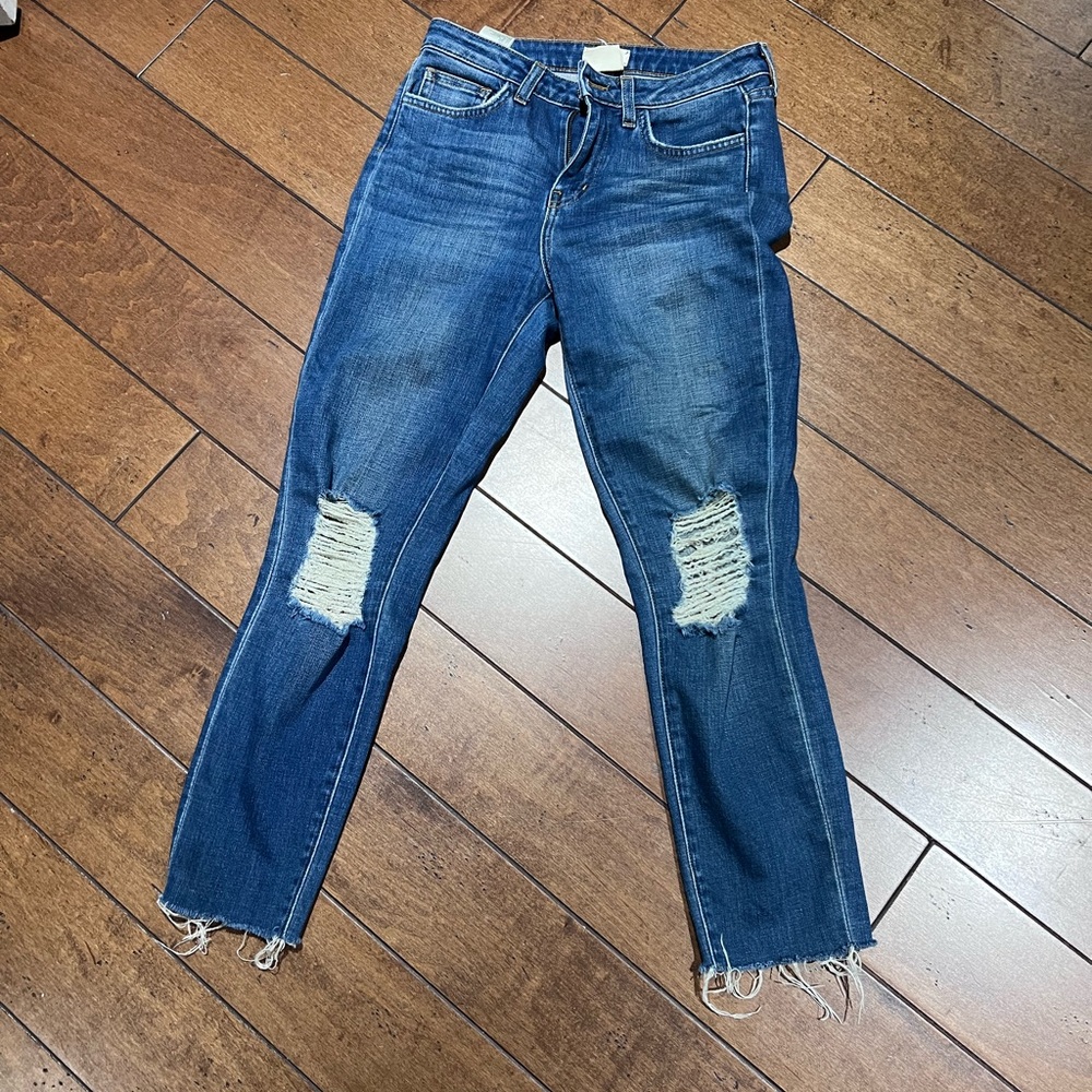 L'AGENCE Blue Distressed Ankle Jeans